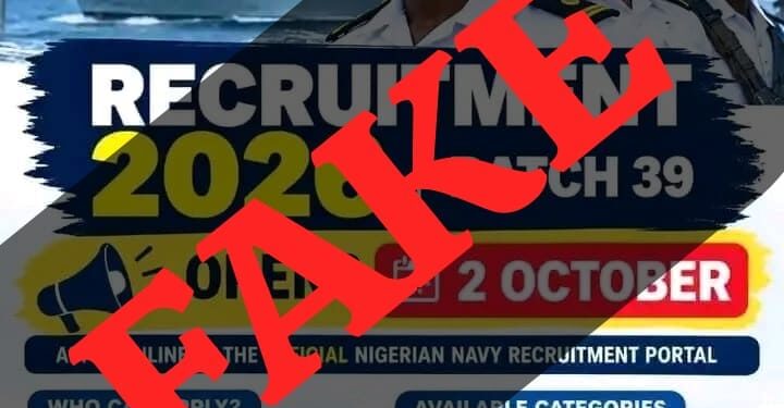 Nigerian Navy Disowns Fake 2026 Batch 39 Recruitment Notice